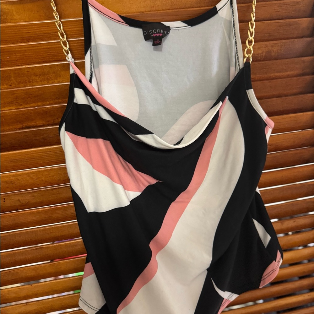 Discreet Black and White Asymmetrical Camisole